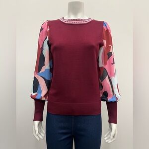 Colorful Puff Sleeve Sweater